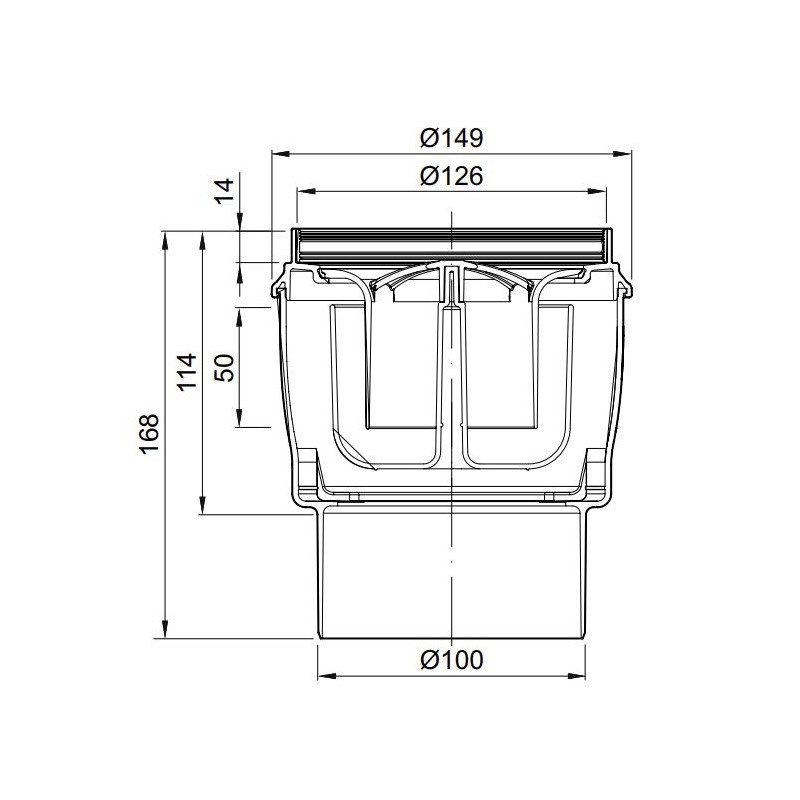 ACO EasyFlow trapas su vertikaliu DN100 išvadu
