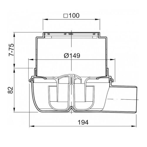 ACO EasyFlow trapo viršutinė dalis su linijinėmis grotelėmis, 100 x 100 mm