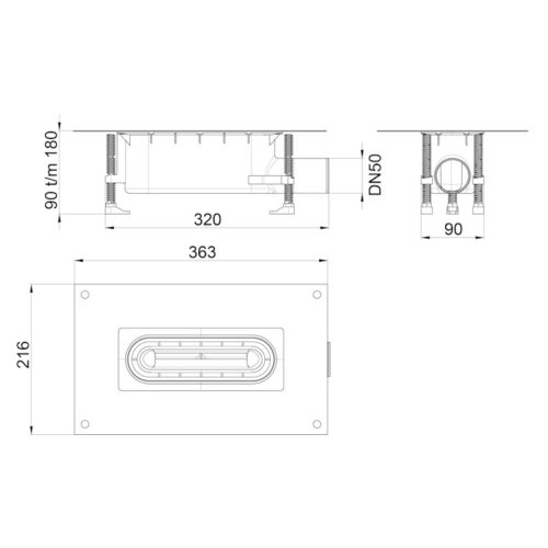 ACO ShowerDrain S+ Trapas Dušui Latako Tipo H90-180 - Image 2