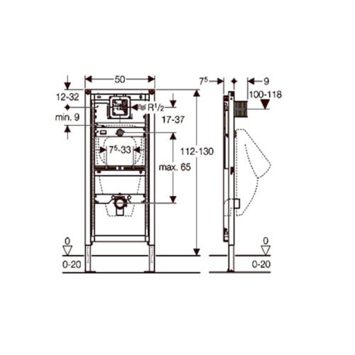 GEBERIT Duofix universalus pisuaro rėmas, 112–130 cm