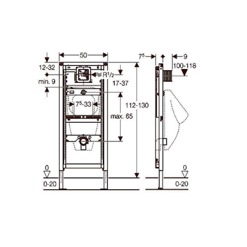 GEBERIT Duofix universalus pisuaro rėmas, 112–130 cm