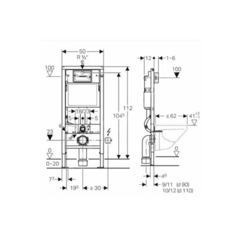 Geberit Duofix Potinkinis Klozeto Rėmas su Delta20 Mygtuku - Image 3
