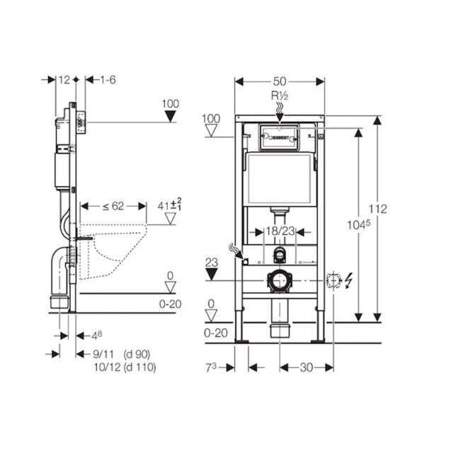 Geberit DuofixBasic Rėmas Pakabinamam Klozetui 112 cm - All4Bathroom ...