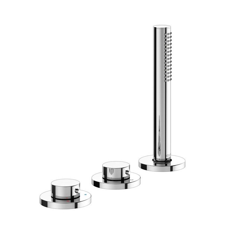 keuco-3-hole-bath-set-chrome KEUCO 3 angų vonios maišytuvo komplektas su rankiniu dušeliu