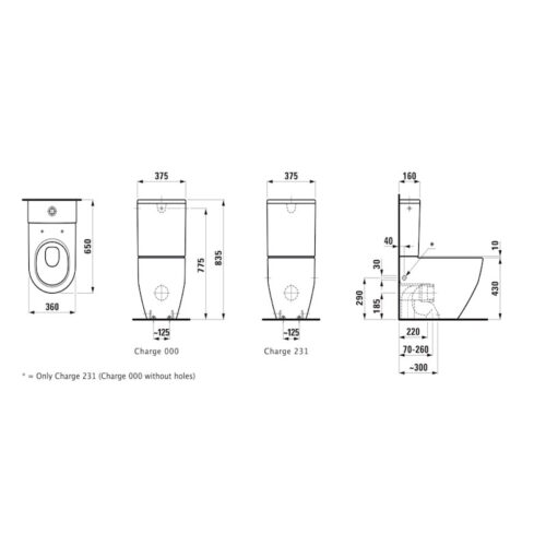 Laufen Pro Klozeto Puodas be Apvadų su Horizontaliu/Vertikaliu Išėjimu H825952 - Image 3