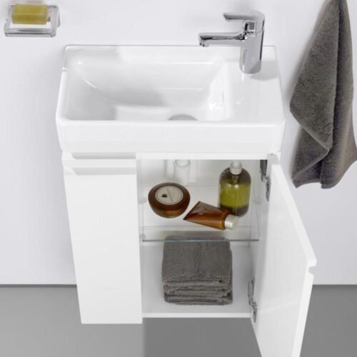 LAUFEN PRO S žemo profilio praustuvas su maišytuvo aikštele dešinėje, 480 x 280 mm