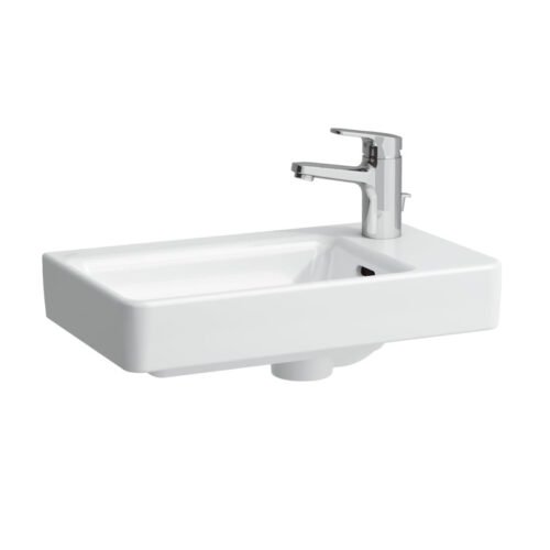 LAUFEN PRO S žemo profilio praustuvas su maišytuvo aikštele dešinėje, 480 x 280 mm