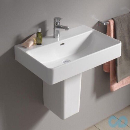 LAUFEN PRO S praustuvas su maišytuvo aikštele centre, 550 x 465 mm