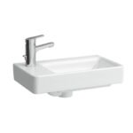 LAUFEN PRO S žemo profilio praustuvas su maišytuvo aikštele kairėje, 480 x 280 mm