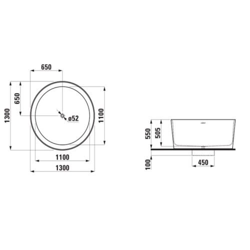 LAUFEN Kartell H231282 laisvai pastatoma apvali Sentec vonia