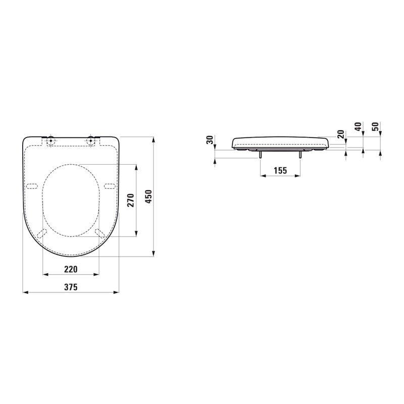 LAUFEN PRO H893957 sėdynė pakabinamam WC be dangčio