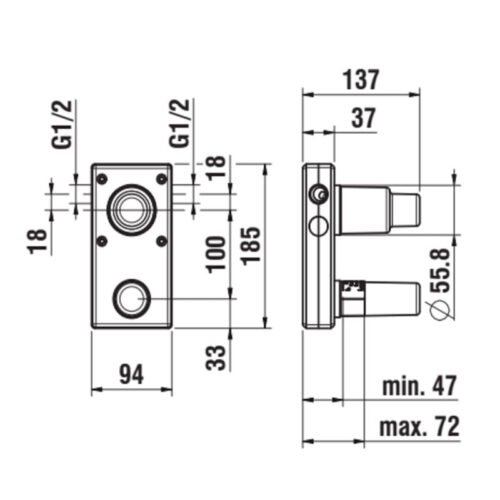 LAUFEN HF574048 potinkinė dėžutė maišytuvui su rankenėle viršuje