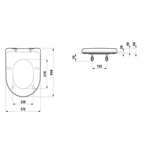 LAUFEN PRO H893952 WC sėdynė su dangčiu, universalus tvirtinimas