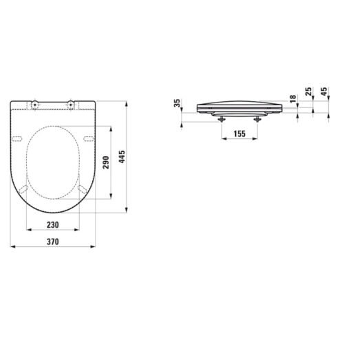 LAUFEN PRO H898965 plona WC sėdynė su dangčiu