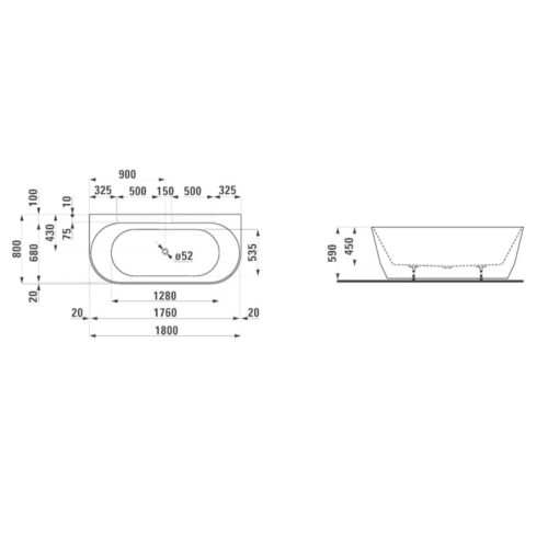 LAUFEN Pro H245957 Statoma prie Sienos Vonia 1800x800mm iš Marbond Kompozito - Image 3